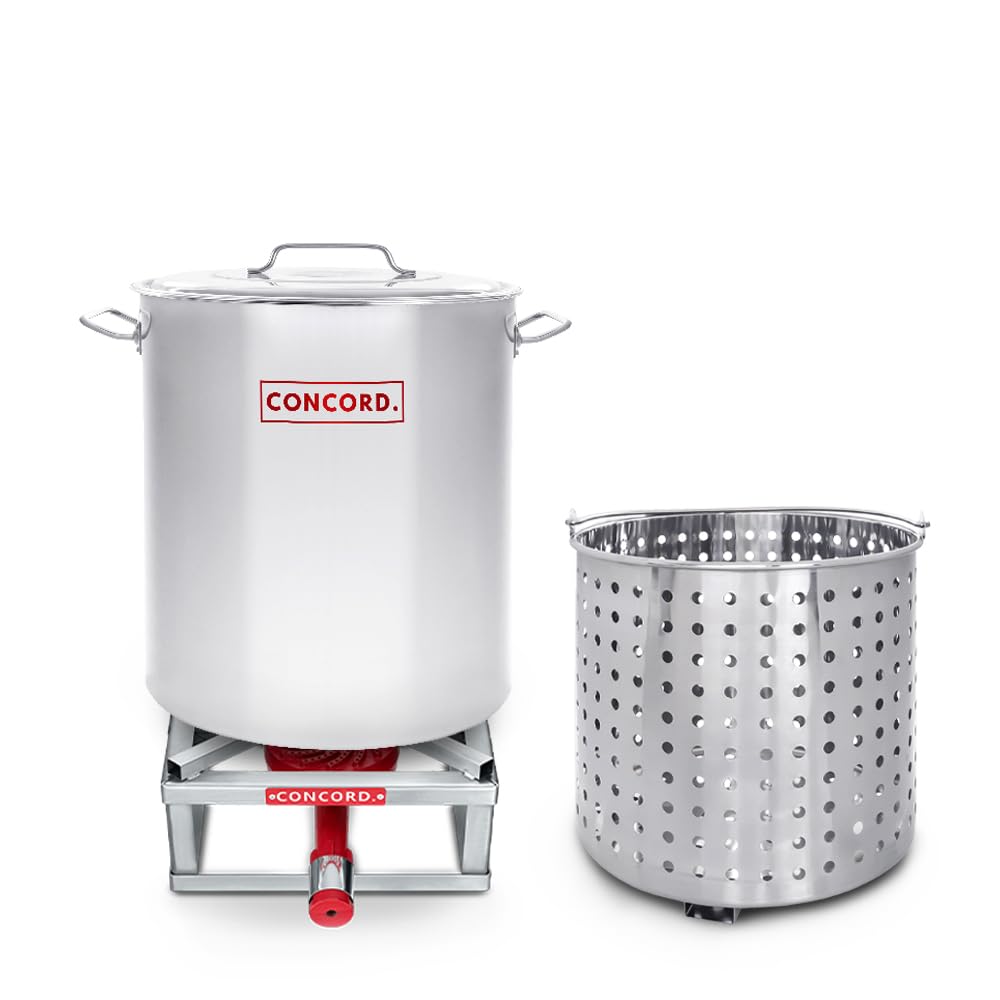 40 Quart Stainless Steel Stock Pot with Steamer Basket and 12" Single Propane Stove T5180