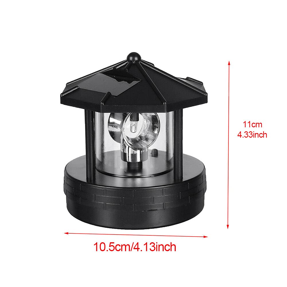 4.33inch LED Solar Powered Lighthouse IP44 Waterproof 360 Degree Rotating Lamp Black A773653