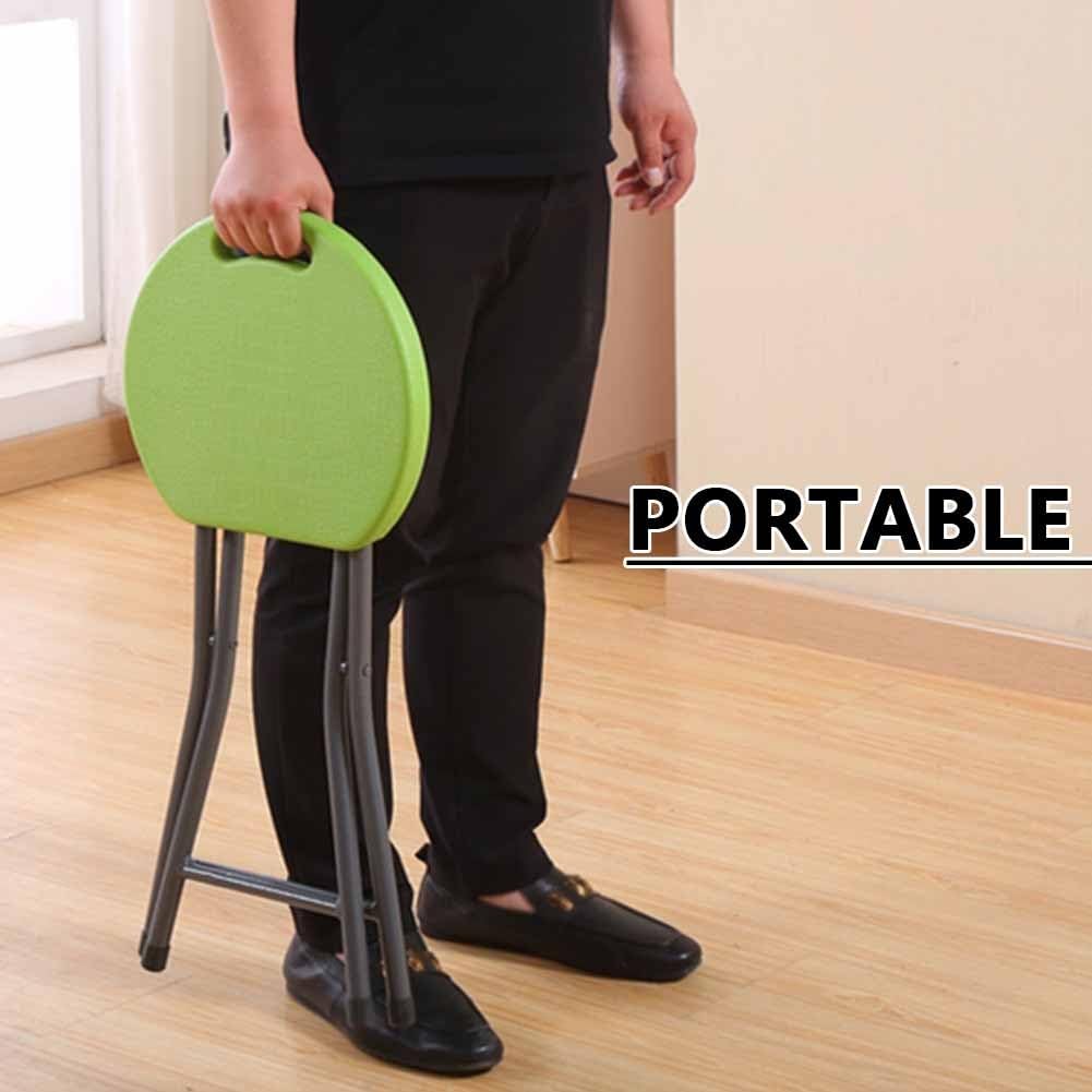 Folding Stool with Handle, 18 Inch Portable Chair, 220 lb Capacity, Black W655
