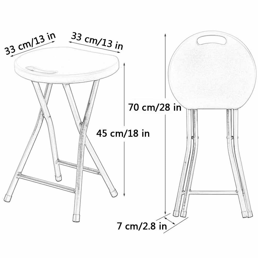 Folding Stool with Handle, 18 Inch Portable Chair, 220 lb Capacity, Black W655