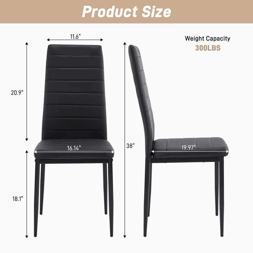 Black PU Leather Dining Chairs Set of 4 I56476