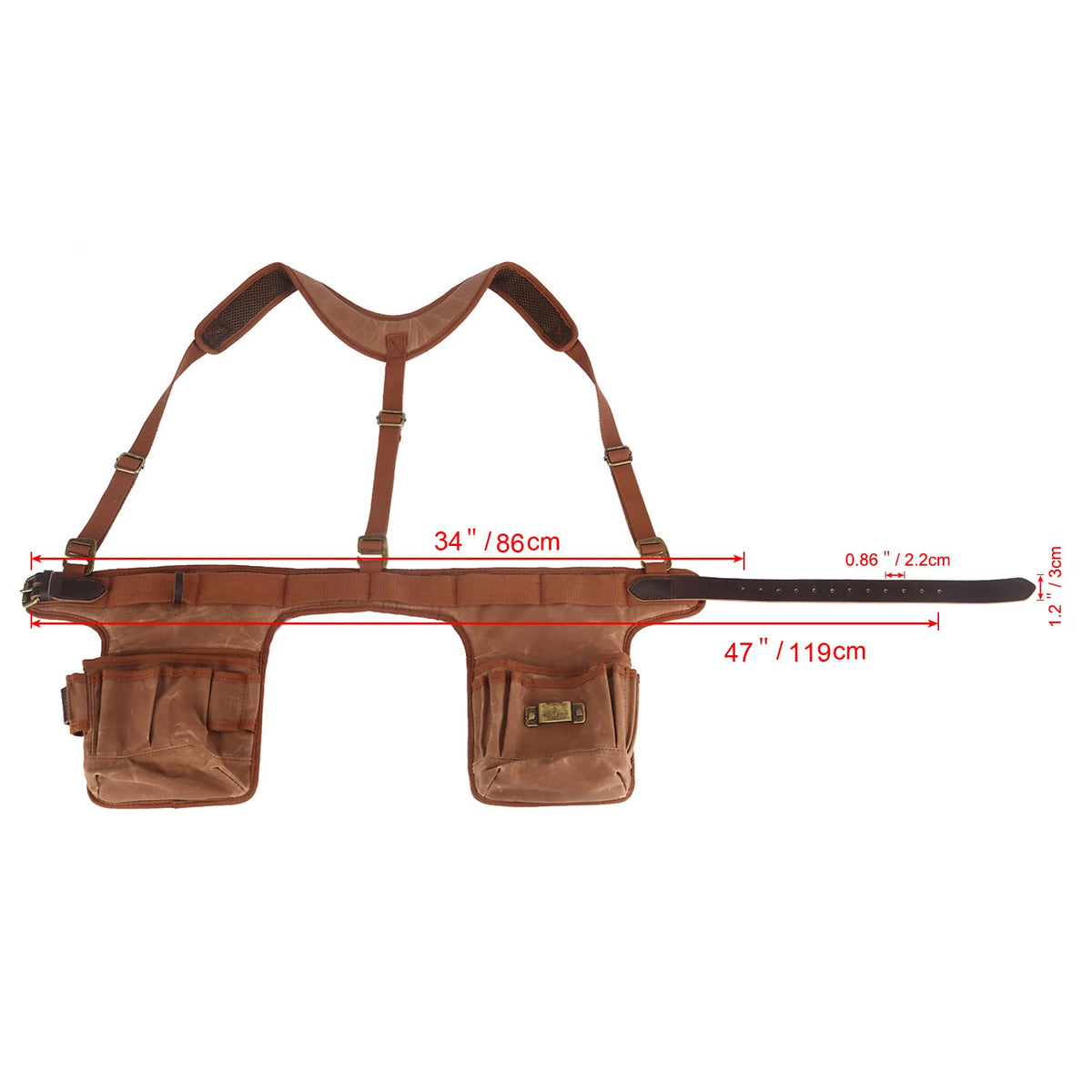 Tool Belt Bag with Suspenders 5+ Pockets E8180