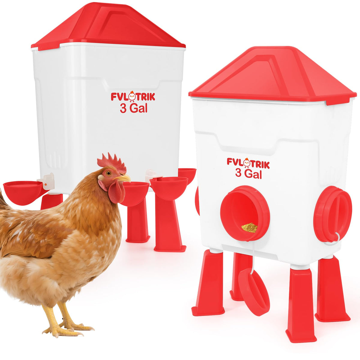 3 Gallon Chicken Waterer and Feeder Set V33390