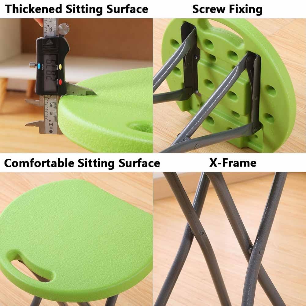 Folding Stool with Handle, 18 Inch Portable Chair, 220 lb Capacity, Black W655