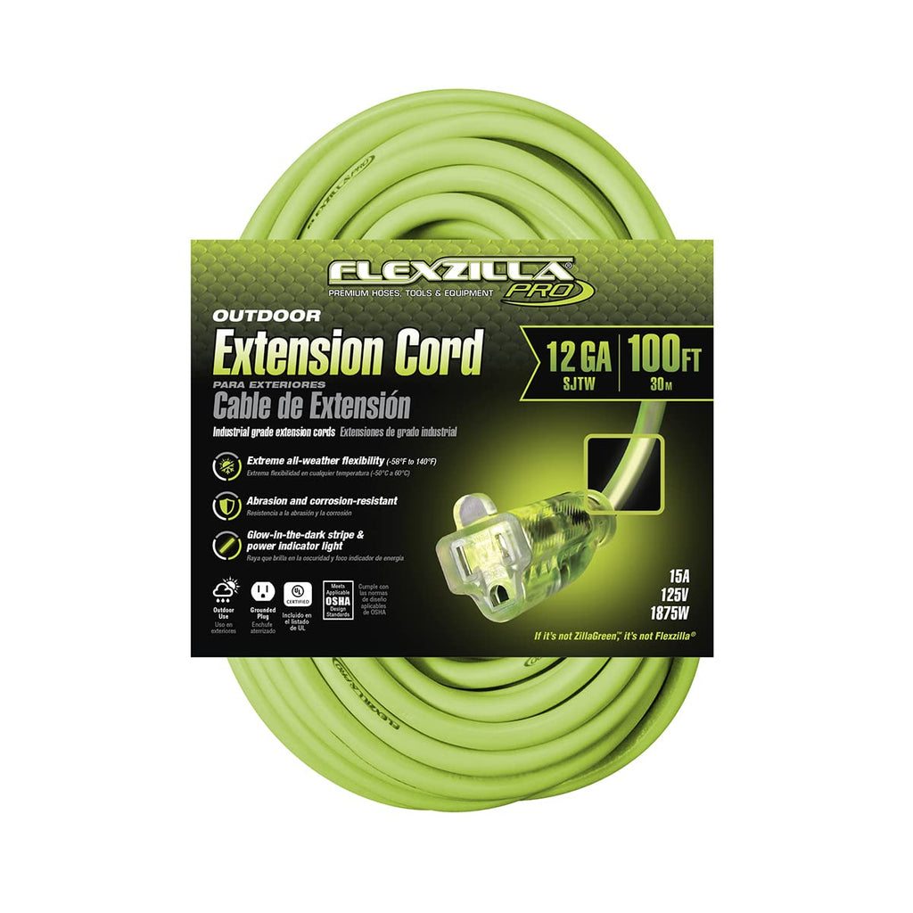 12/3 AWG SJTW 100 ft. Lighted Plug Indoor/Outdoor Extension Cord Z504