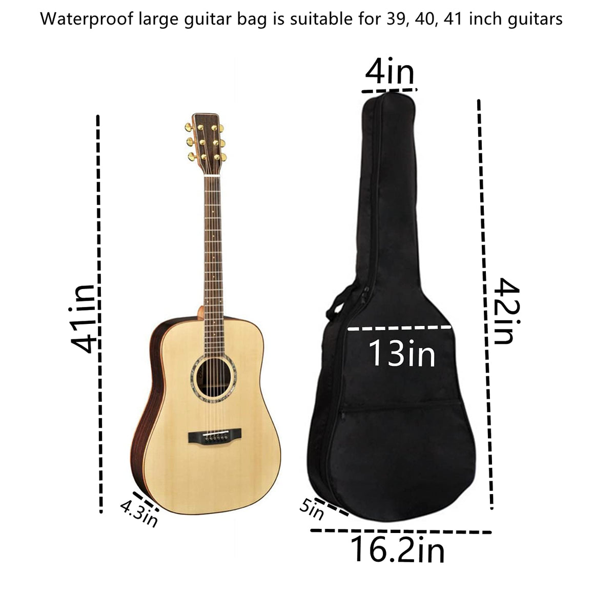 Acoustic Guitar Bag with Adjustable Shoulder Strap A371505