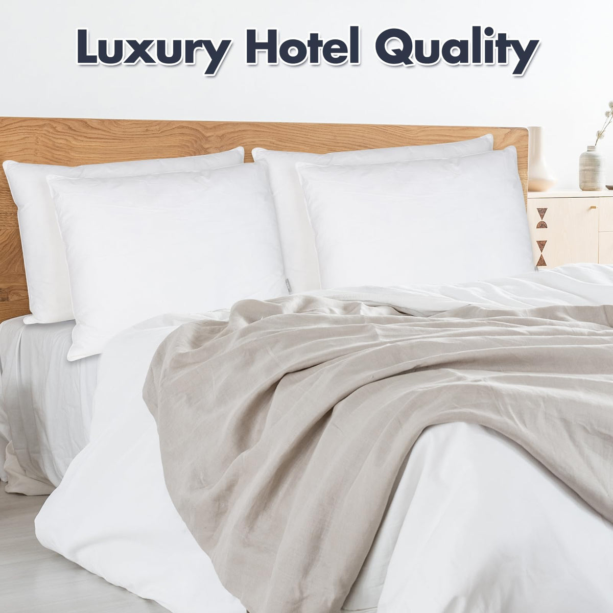 Soft Fluffy Queen Size Bed Pillows Set of 2 Cotton Cover V418