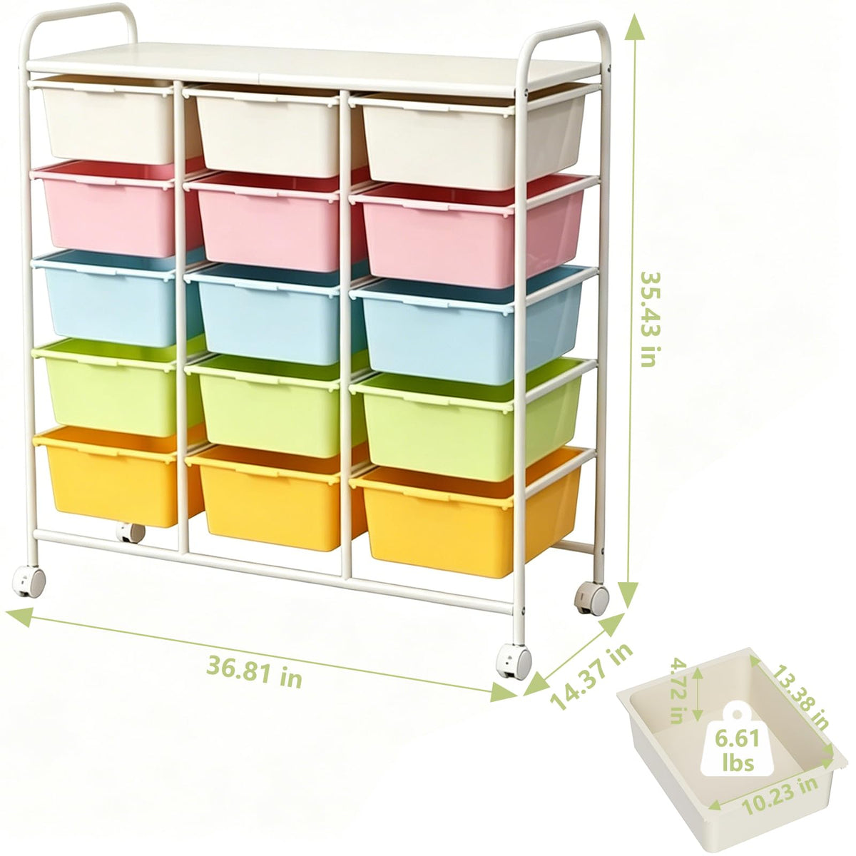 15 Drawer Rolling Storage Cart with Wheels R8942