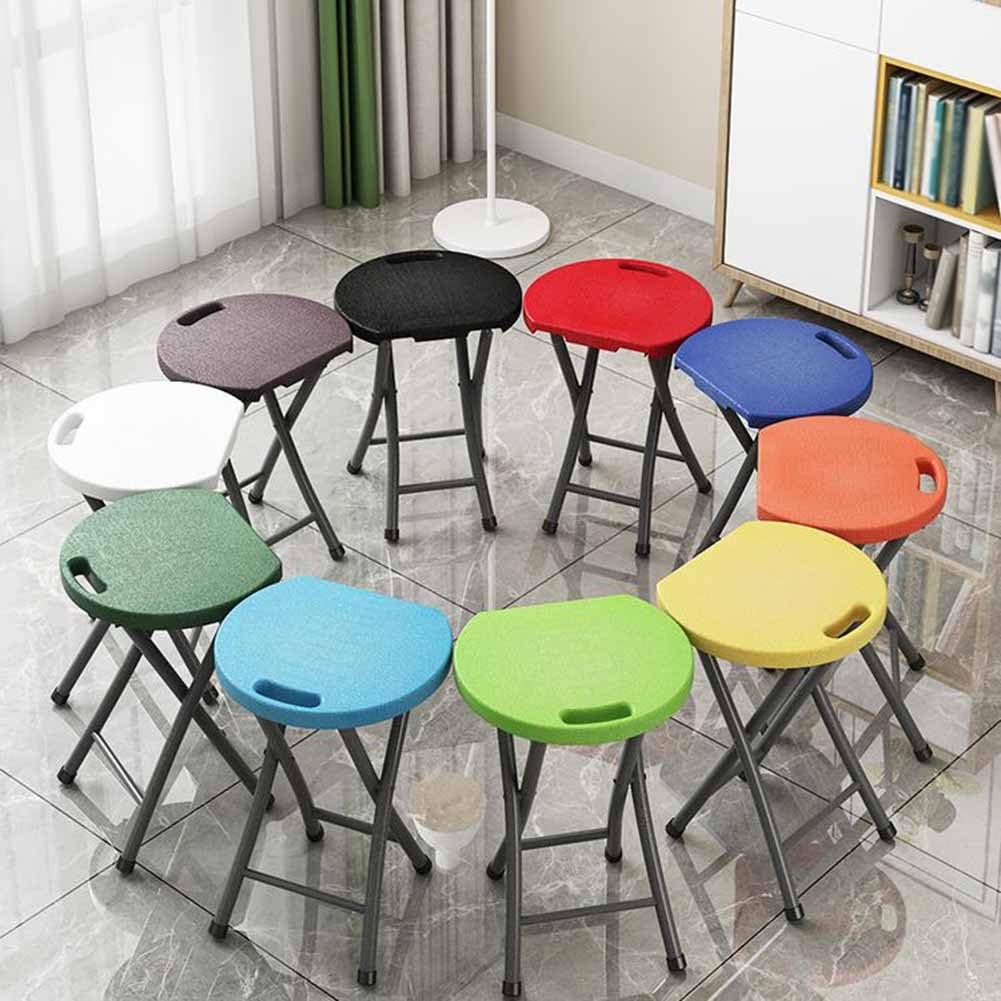 Folding Stool with Handle, 18 Inch Portable Chair, 220 lb Capacity, Black W655