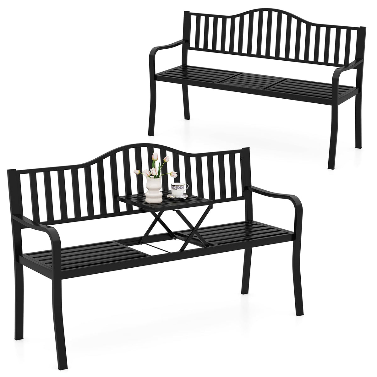 60” Metal Outdoor Garden Park Bench E95189
