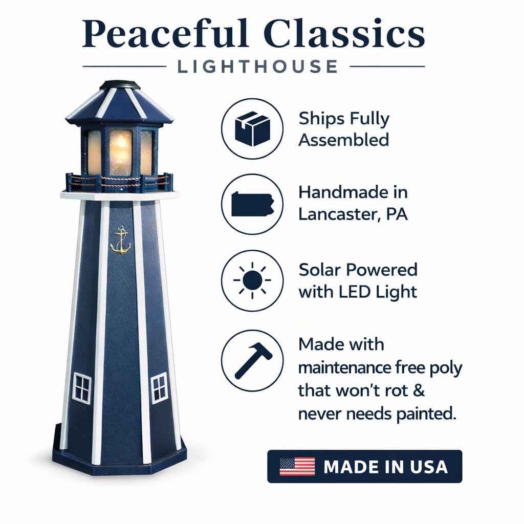Navy 4ft Solar Lighthouse K7146