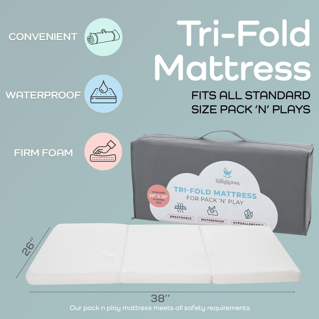 Pack and Play Mattress Topper 38" x 26" Trifold Foam C4447