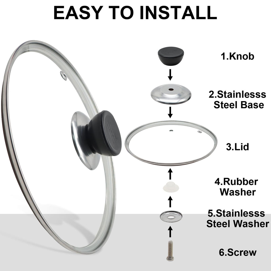8 Inch Tempered Glass Lid with Stainless Steel Rim F493
