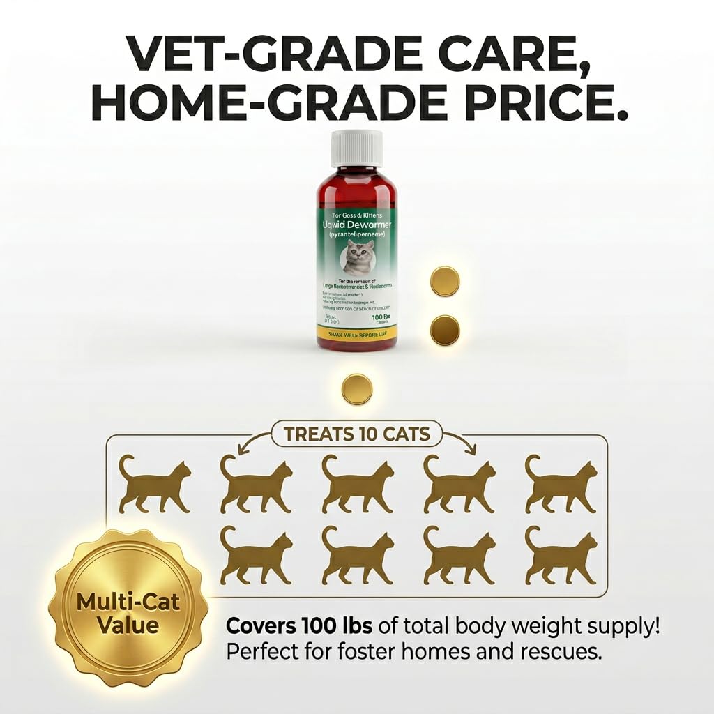 Liquid Dewormer for Cats & Kittens Pyrantel Pamoate Oral Suspension 50ml F869814