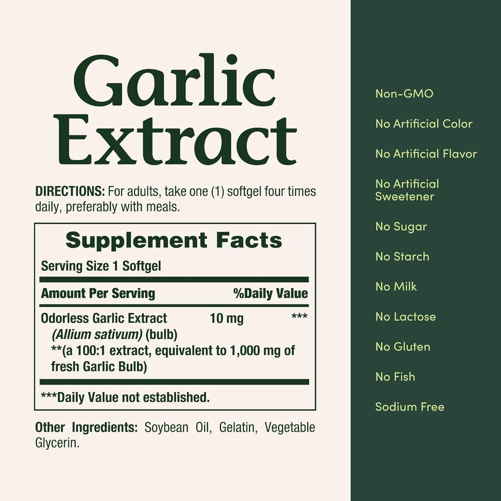 Garlic Extract Supplement, 1000mg, 100 Count U9485