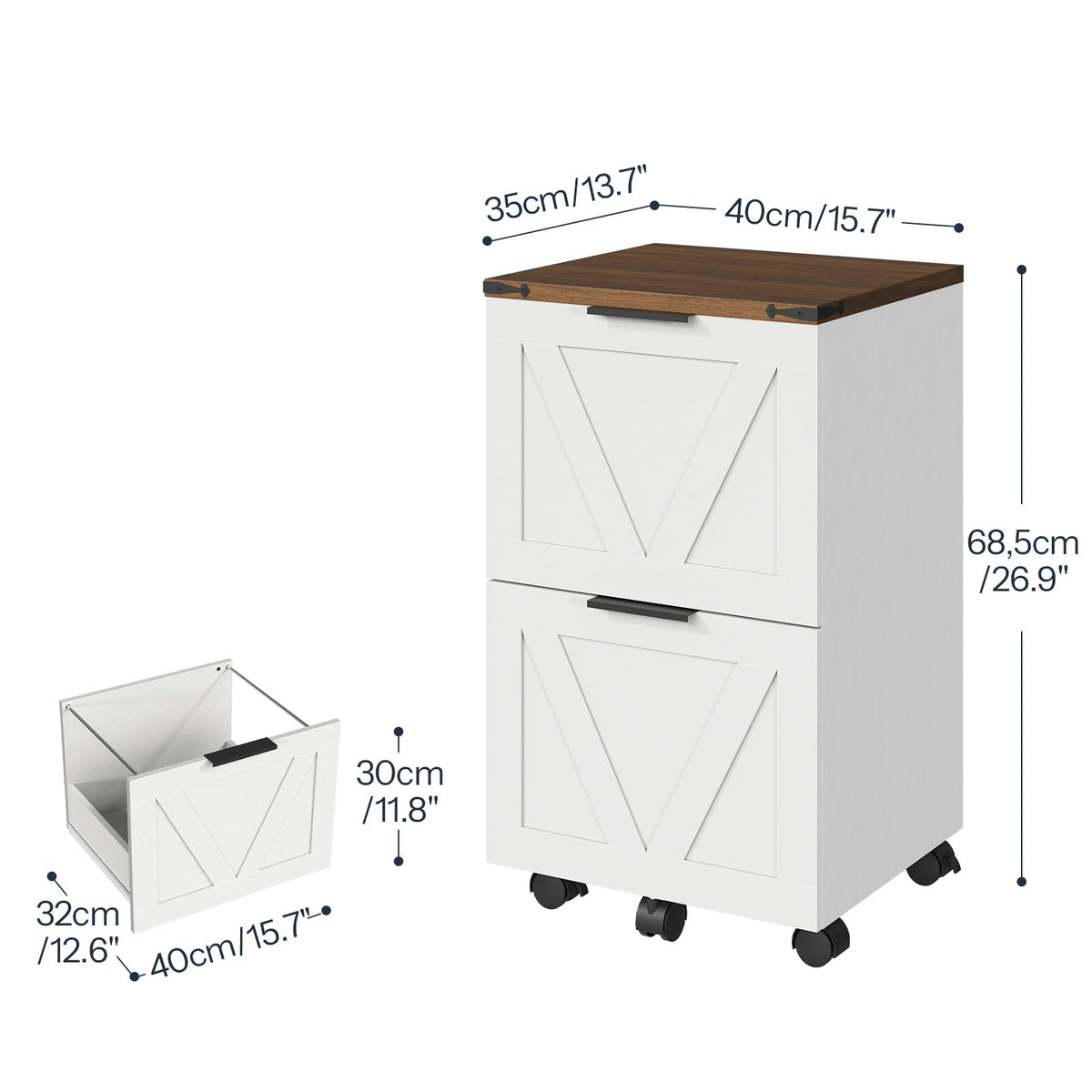2 Drawers Rolling File Cabinet Q13506