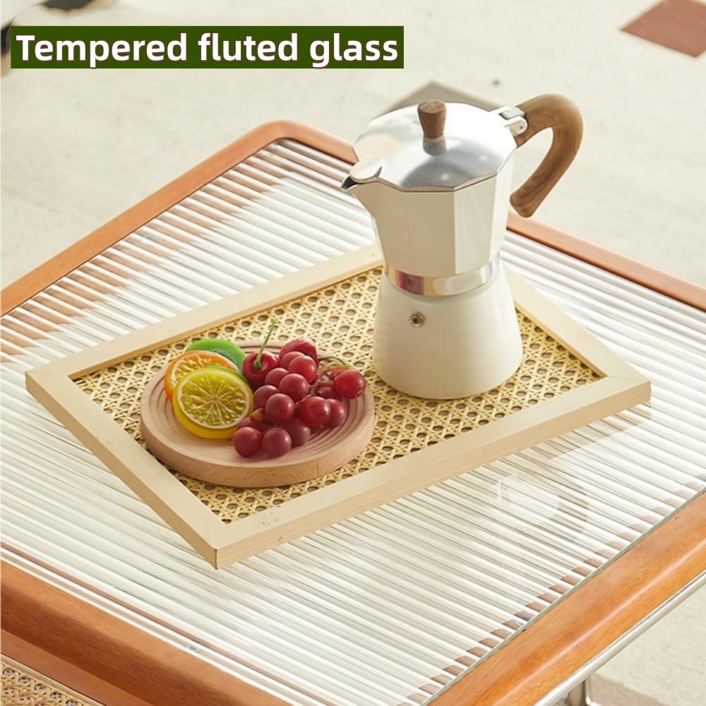 Set of 2 Square Nesting Coffee Tables Rattan Tempered Glass Brown D705559