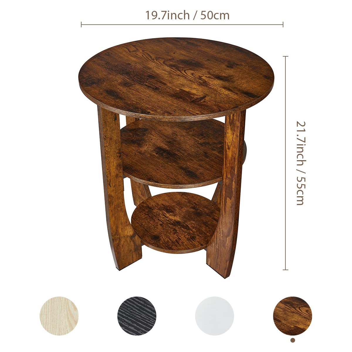 Rustic Brown 19.7 inch Round Side Table U504