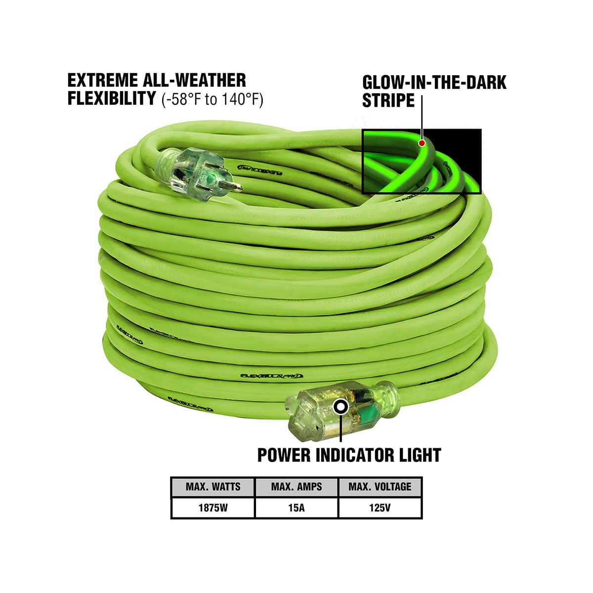 12/3 AWG SJTW 100 ft. Lighted Plug Indoor/Outdoor Extension Cord Z504