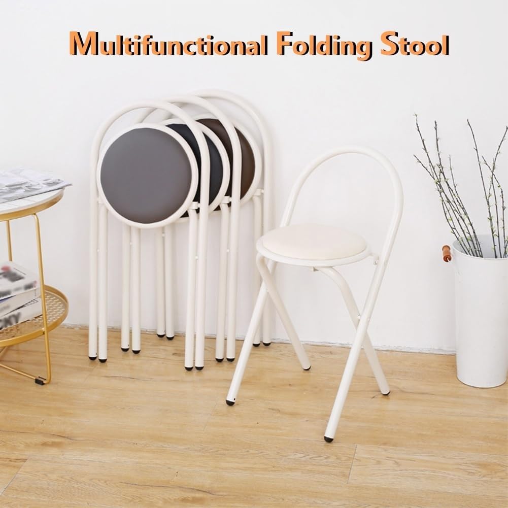 18in Padded Folding Stool with Backrest S834071