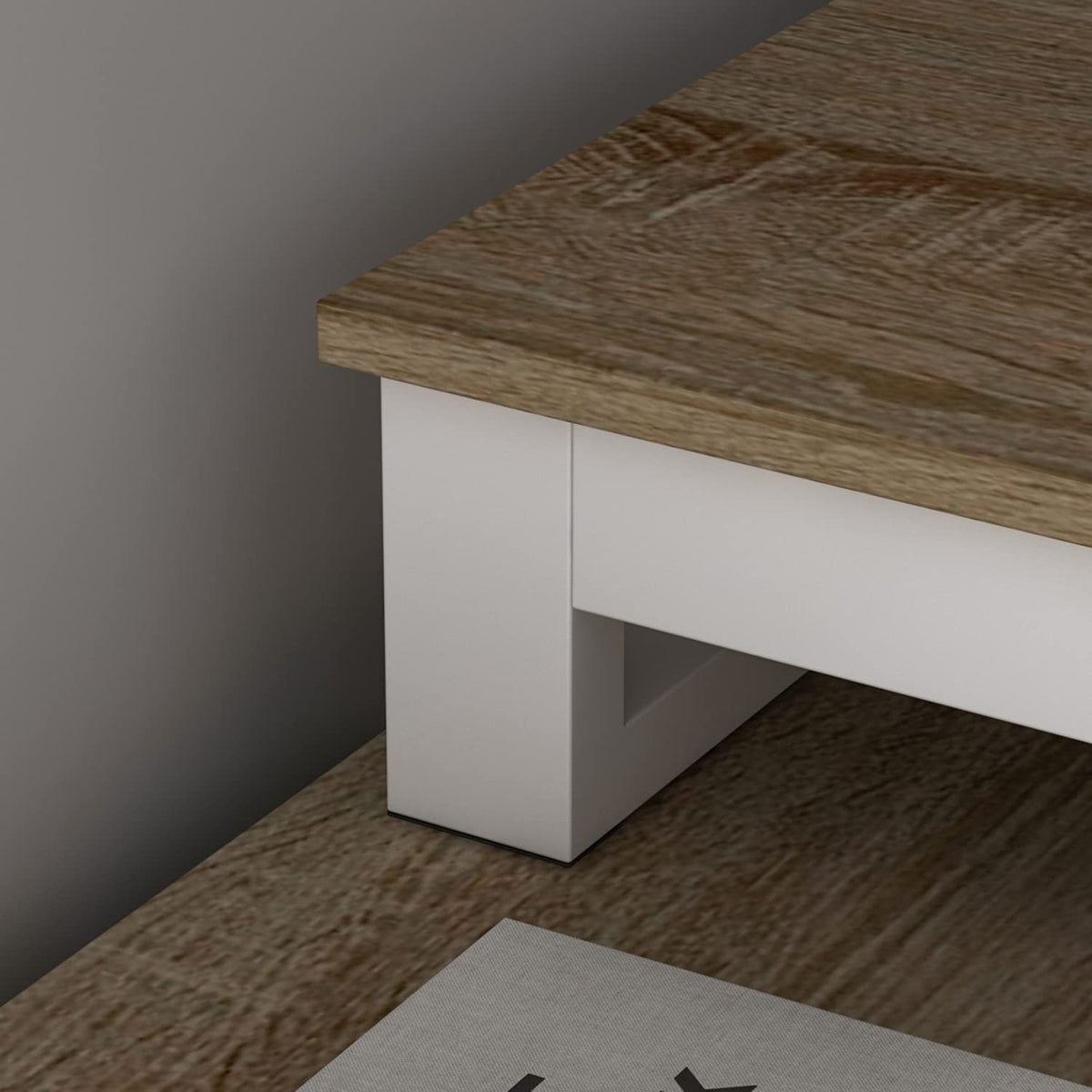 54 Inch Walnut and White L-Shaped Corner Desk with 3 Drawers and 2 Shelves K6114