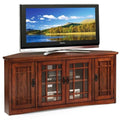 56" Corner TV Stand with Tempered Glass Doors and Adjustable Shelves W379562