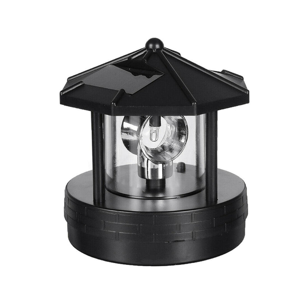 4.33inch LED Solar Powered Lighthouse IP44 Waterproof 360 Degree Rotating Lamp Black A773653