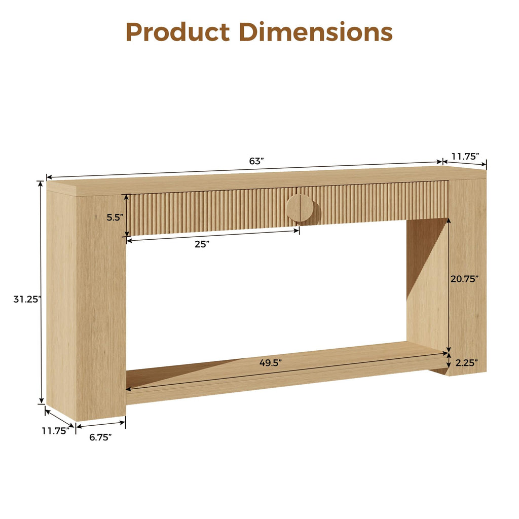 Oak Console Table with Storage Drawers P725