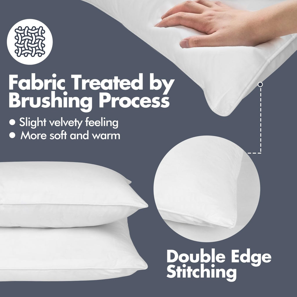 Soft Fluffy Queen Size Bed Pillows Set of 2 Cotton Cover V418