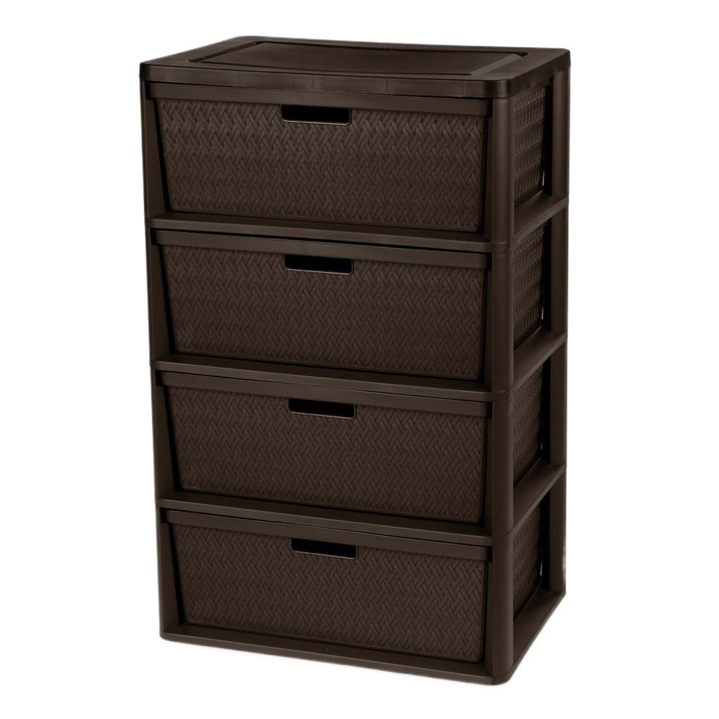 Brown 4 Drawer Plastic Storage Tower with Removable Bins T369965