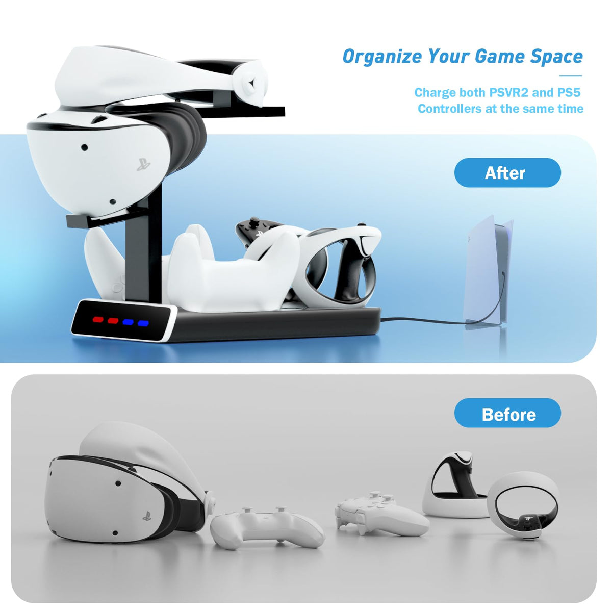 Controller Charging Dock with LED Light and Type-C Cable J262