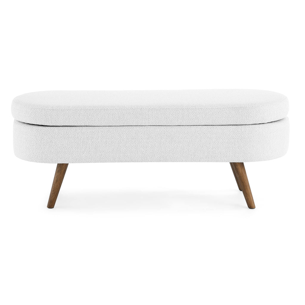 White Storage Bench with Rubber Wood Legs E35000