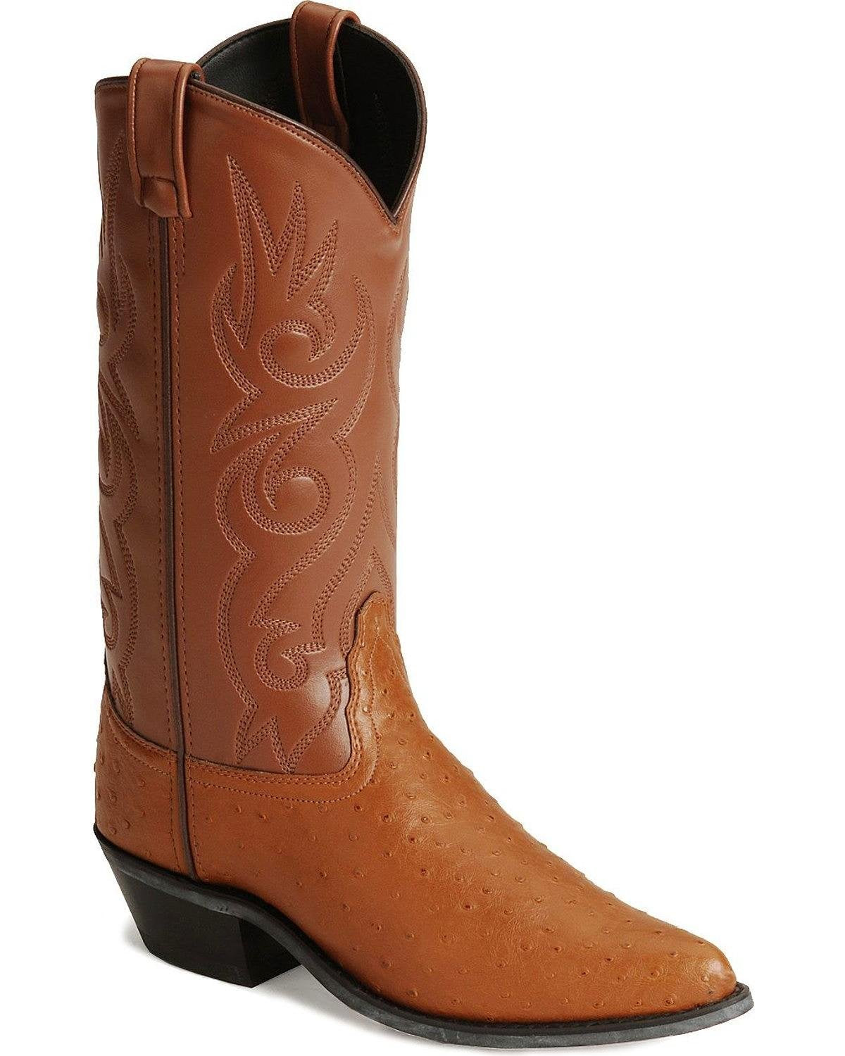 Cognac Ostrich Print Cowboy Boots F5189