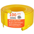 Yellow Indoor Outdoor Extension Cord 100 FT 16/3 Gauge J899