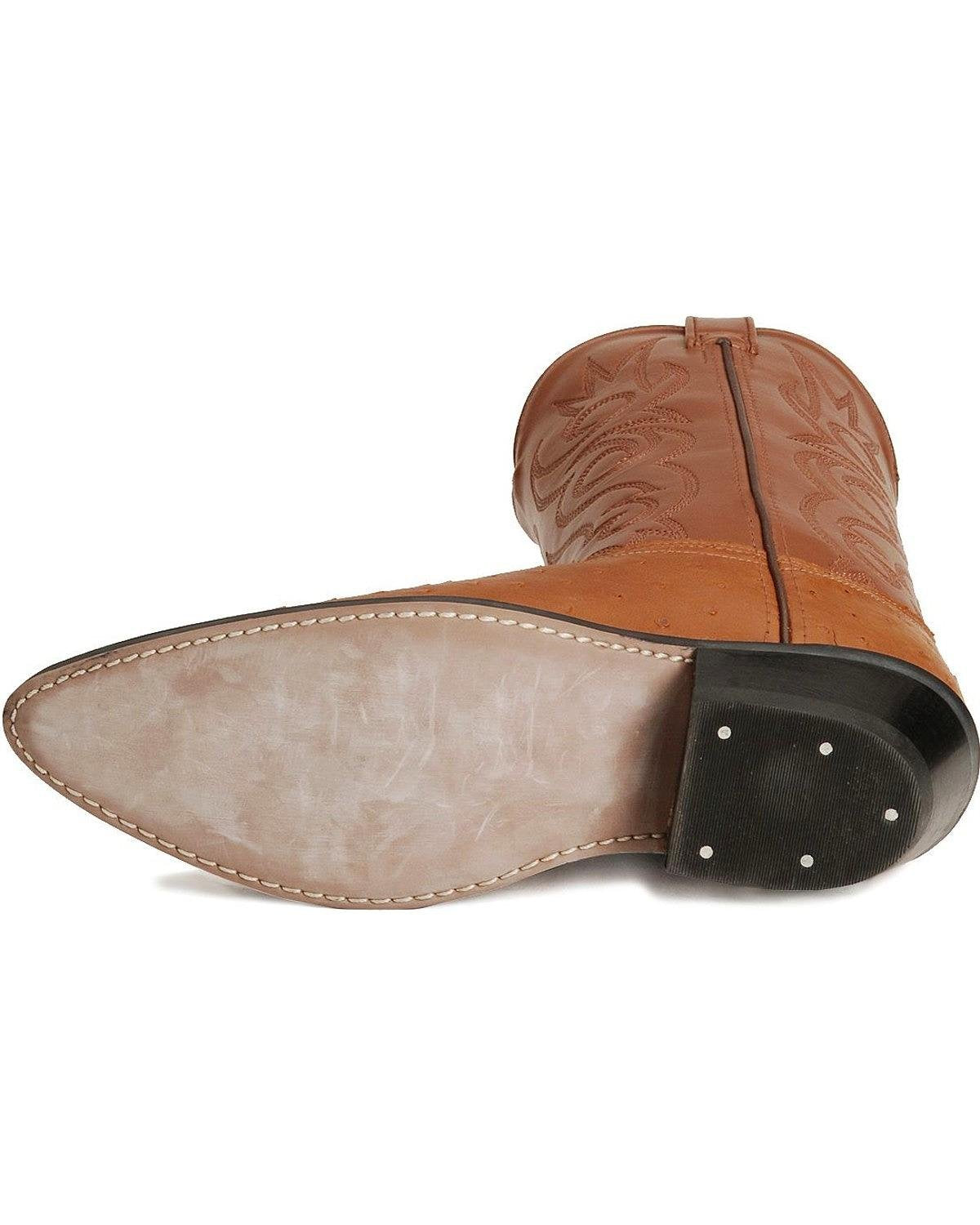 Cognac Ostrich Print Cowboy Boots F5189
