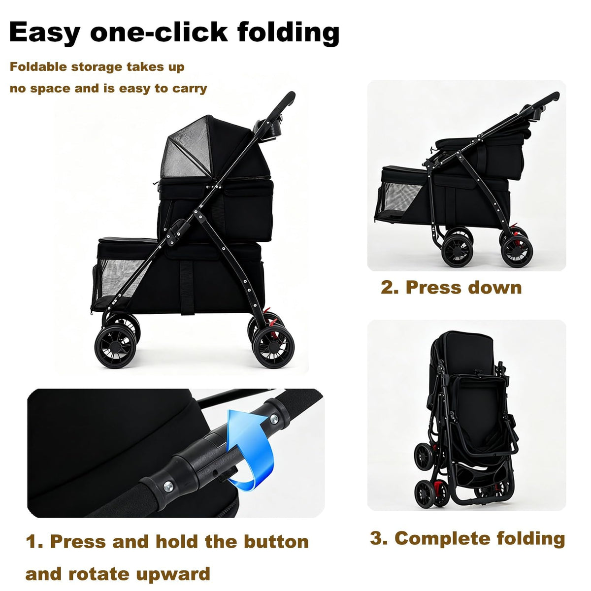 Double Dog Stroller for Medium Small Dogs and Cats H5481