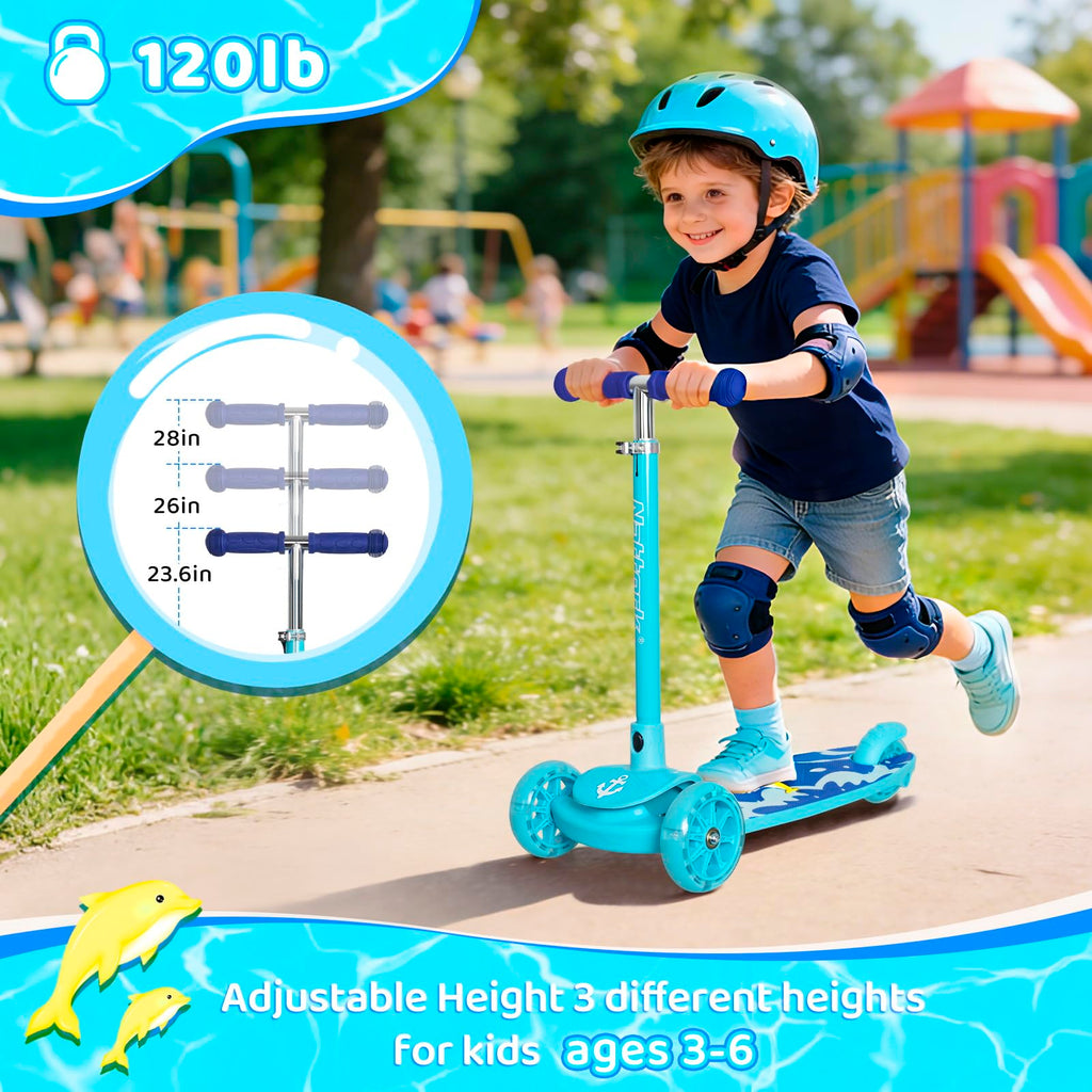 3-Wheel Toddler Kick Scooter with Light-Up Wheels P2329