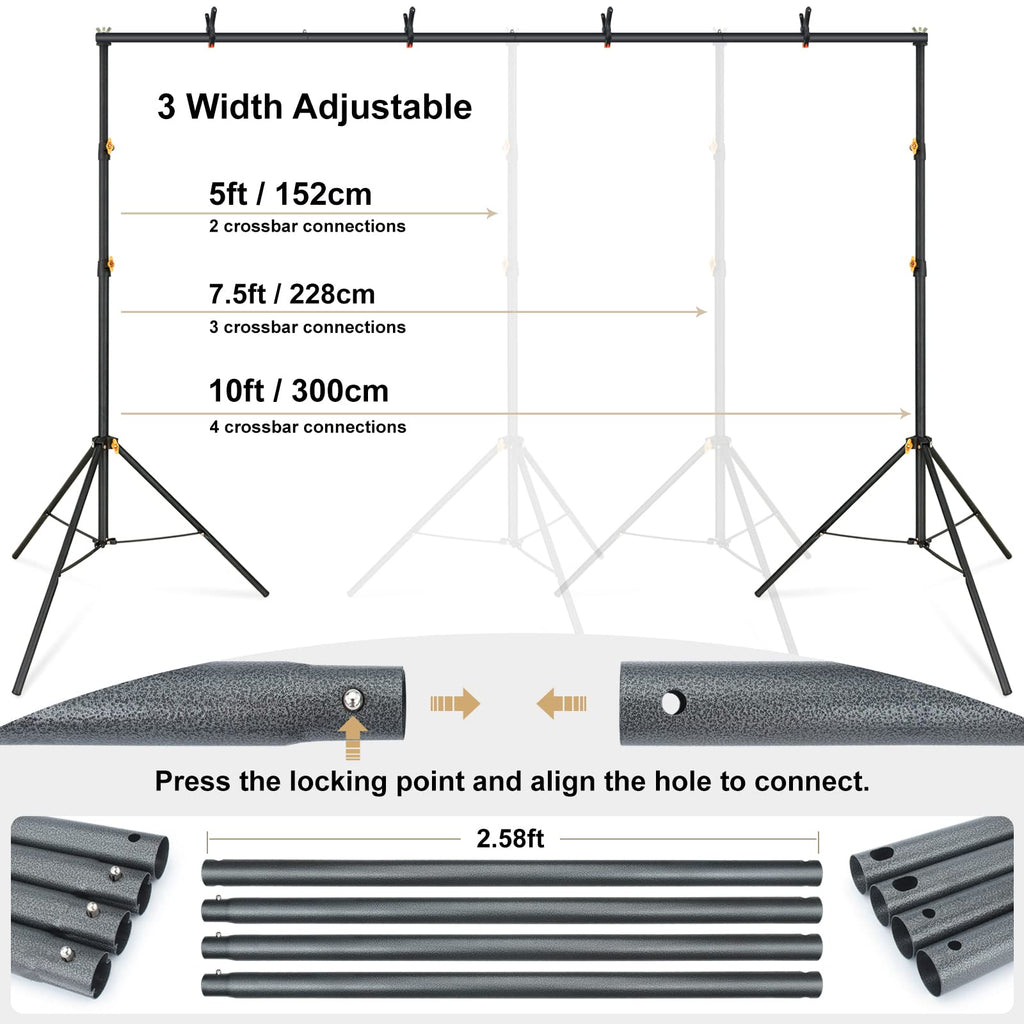 Adjustable Photography Backdrop Stand Kit with Carrying Bag D61299