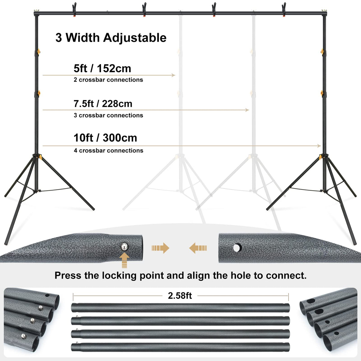Adjustable Photography Backdrop Stand Kit with Carrying Bag D61299