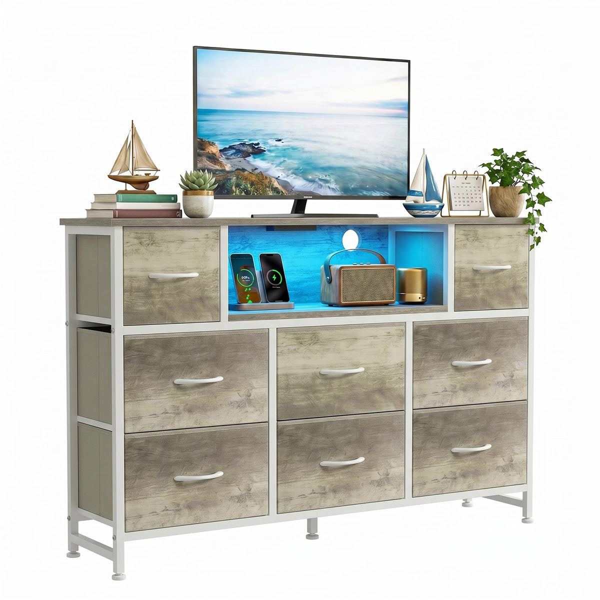 8 Drawer TV Stand with Charging Station F71389