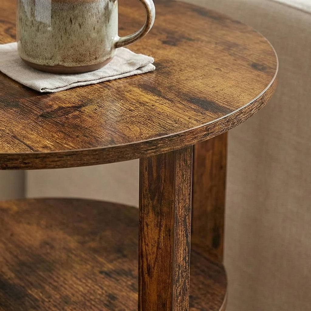 Rustic Brown 19.7 inch Round Side Table U504