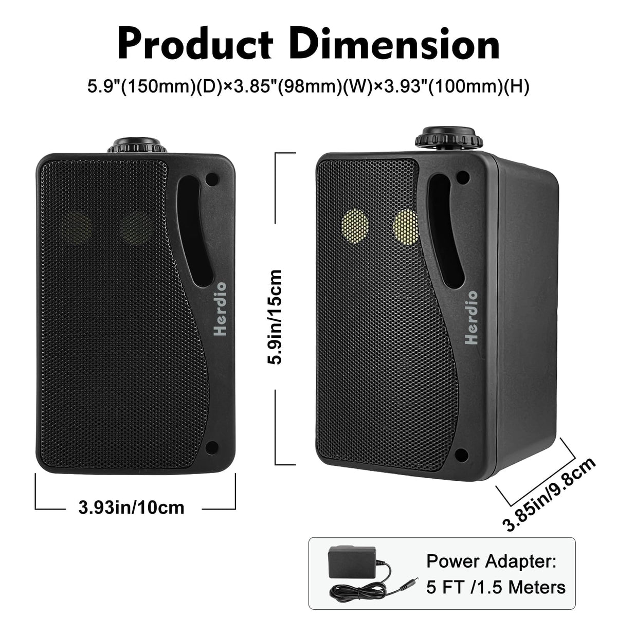 3.5" 200W Outdoor Bluetooth Speakers, IP44 Waterproof, Black, 2-Pack B69644