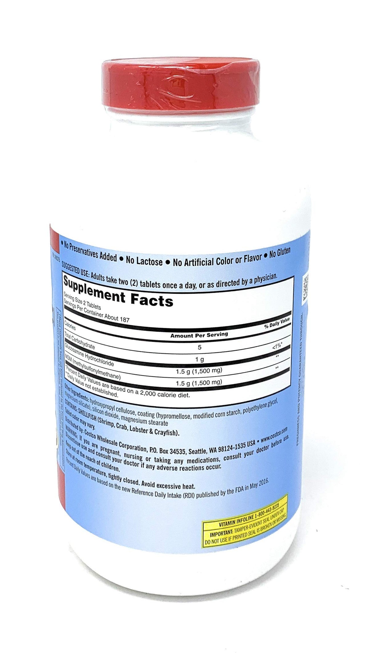 Extra Strength Glucosamine HCI 1500mg with MSM 1500mg 375-Count Tablets A939