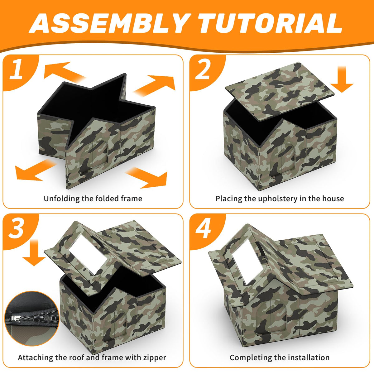 Weatherproof Collapsible Outdoor Cat House with Door and Soft Mat V341
