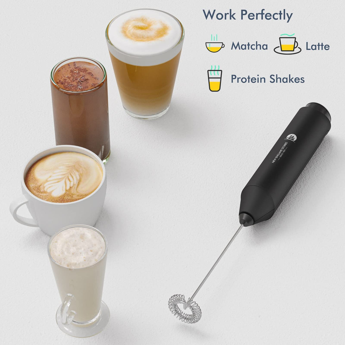 Handheld Milk Frother with Stainless Steel Whisk N8952