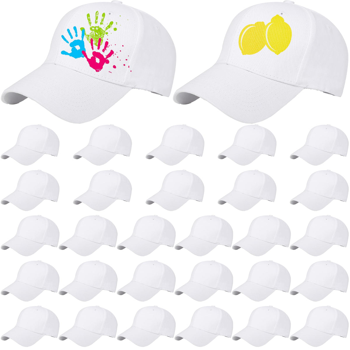 30 Pcs White Cotton Kids Baseball Cap E27377