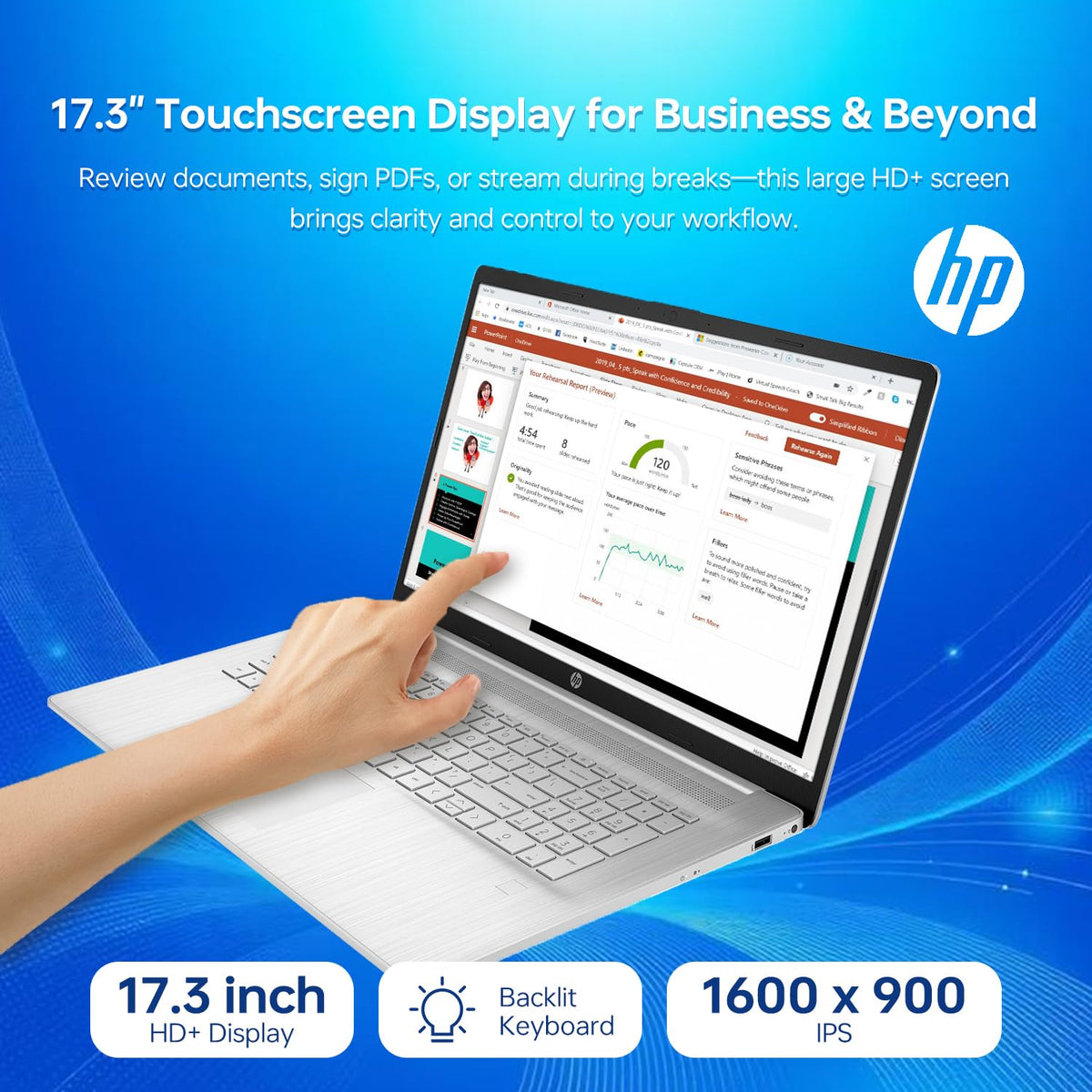 17.3" HD+ Touchscreen Laptop, Intel Core i5, 16GB RAM, 1TB SSD, Silver Z56448