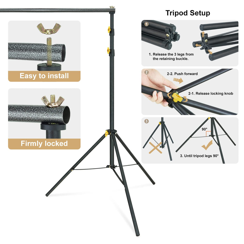 Adjustable Photography Backdrop Stand Kit with Carrying Bag D61299