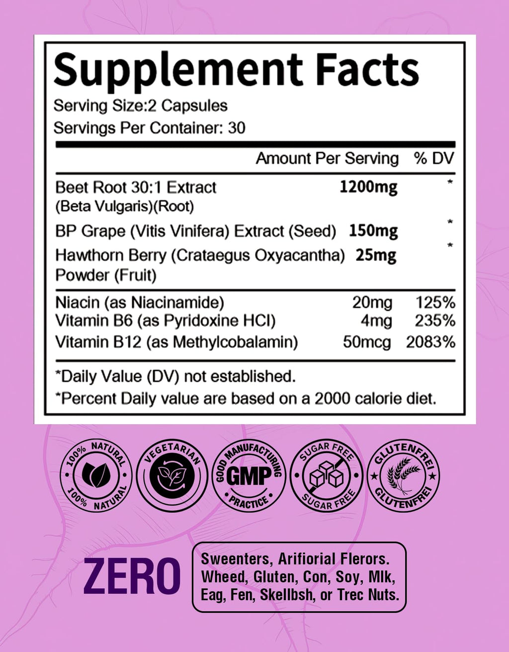 Beet Root Capsules 1200mg 60 Count E284773