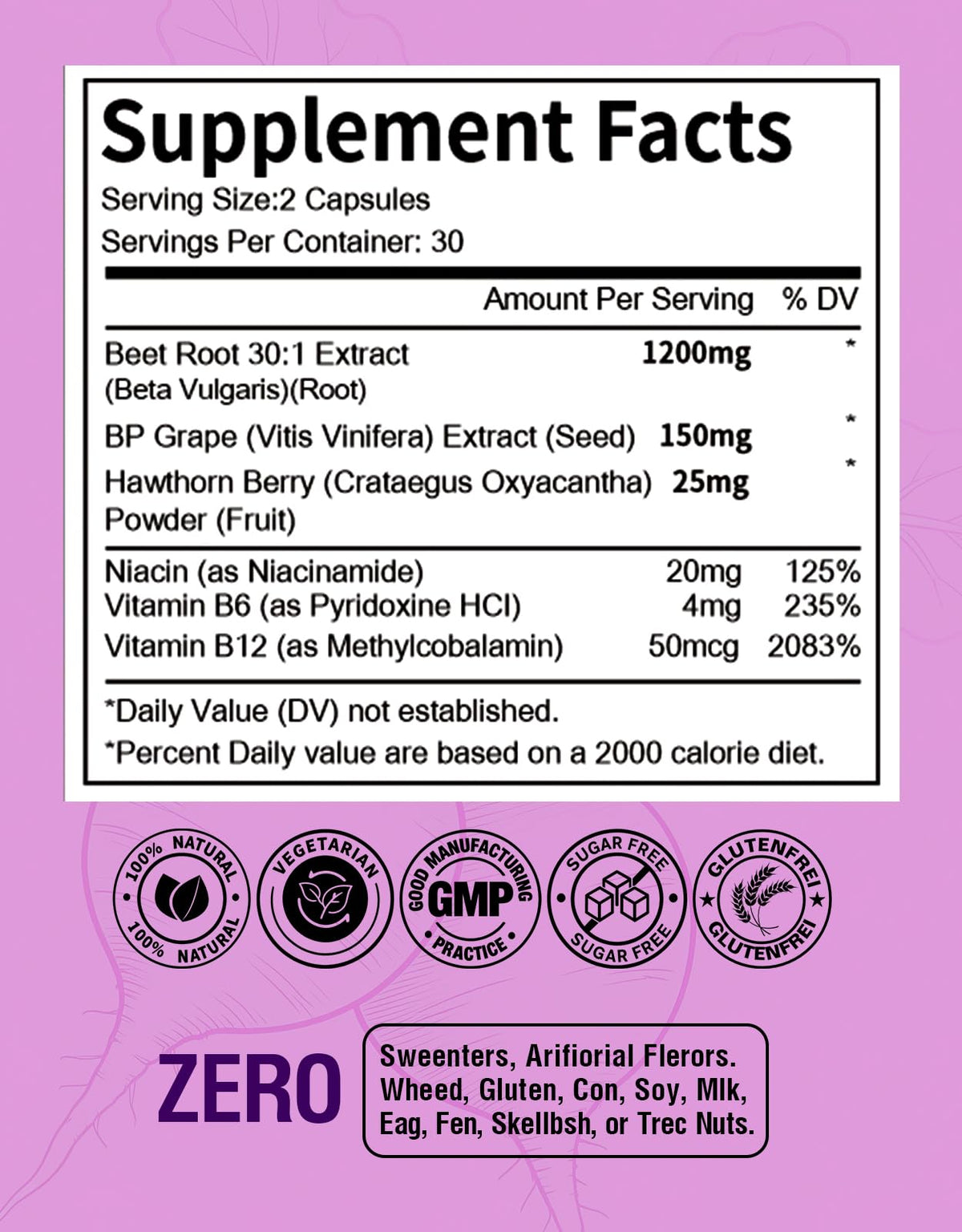 Beet Root Capsules 1200mg 60 Count E284773